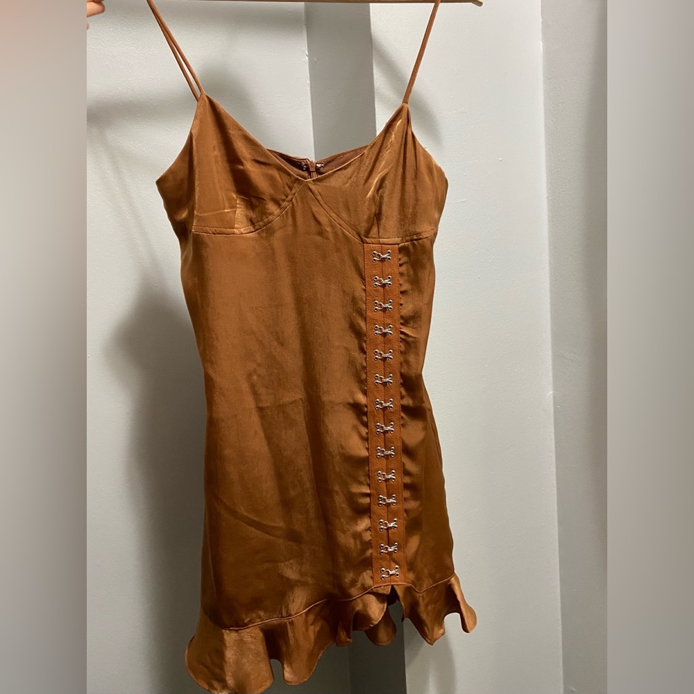 Satin Brown Mini Dress
